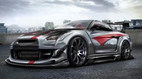 Nissan GT-R, На треке стоит серая спортивная машина